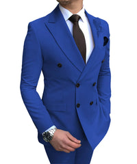 Casual Two-Piece Business Dress Professional Simple Suit Double-Row Buckle Wedding Bridesmaids Men Suits