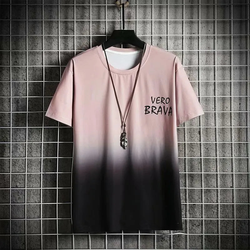 Summer Men's T Shirts Hip Hop Streetwear Gradient graphic Tops Tees Men Casual Harajuku Men Clothing Short Sleeve T Shirt Men