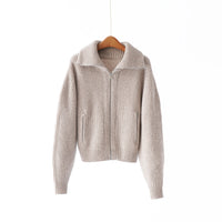 2025 Winter New Arrival 100% Wool Knitted Cardigan Half Turtleneck Zipper Casual Coat Women Clothing Manufacturers