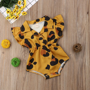 Summer Infant Newborn Baby Girl Clothing Leopard Heart Ruffles Baby Girls Rompers Valentine's Day Clothes For Baby Girl Summer