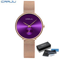 CRRJU Fashion Women Watch Luxury Casual Simple Ladies Daily Dress Mesh Wristwatch Minimalist Waterproof Quartz Female Clock