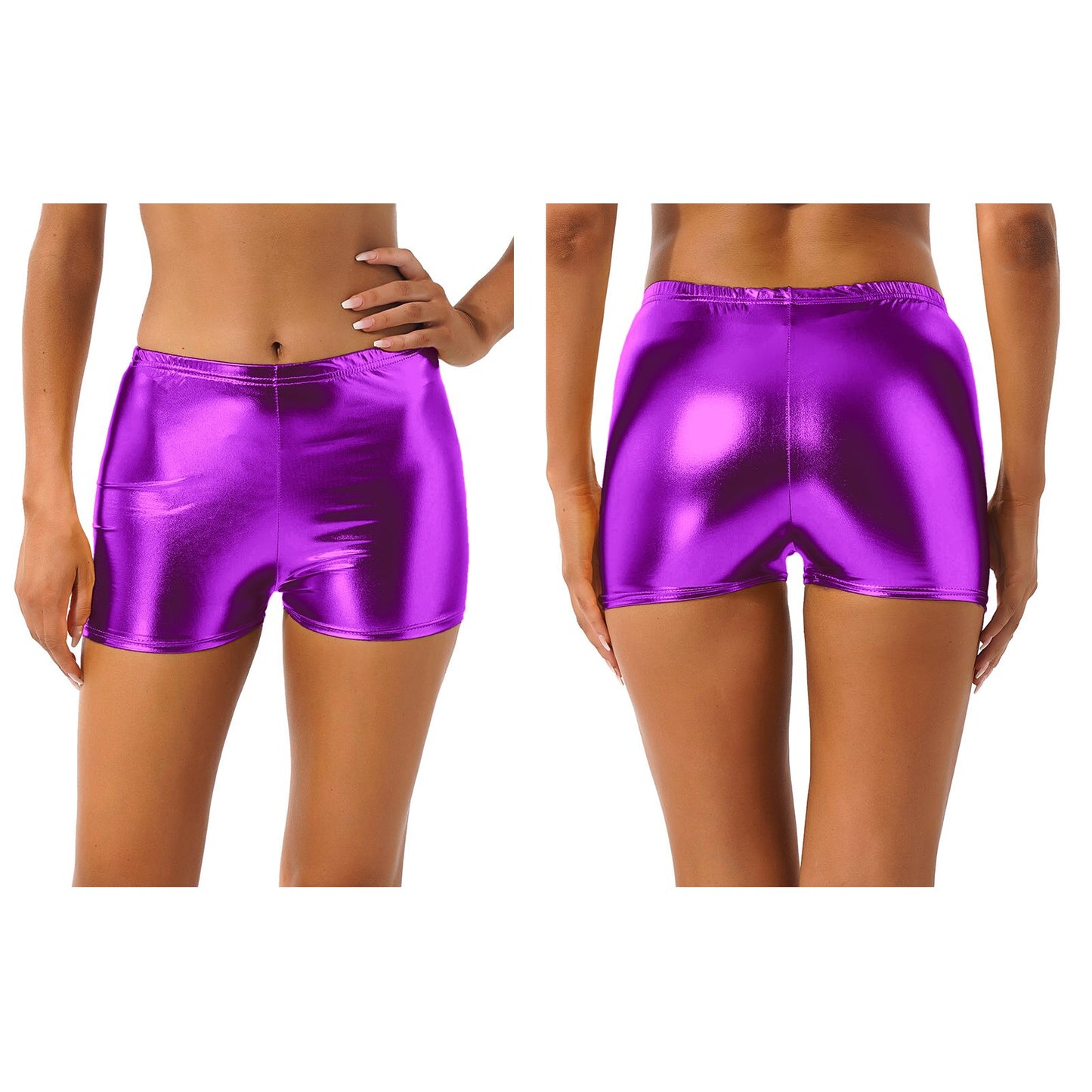 Sexy Womens Summer Glossy Booty Shorts Fashion Metallic Hot Pants Short Leggings for Lady