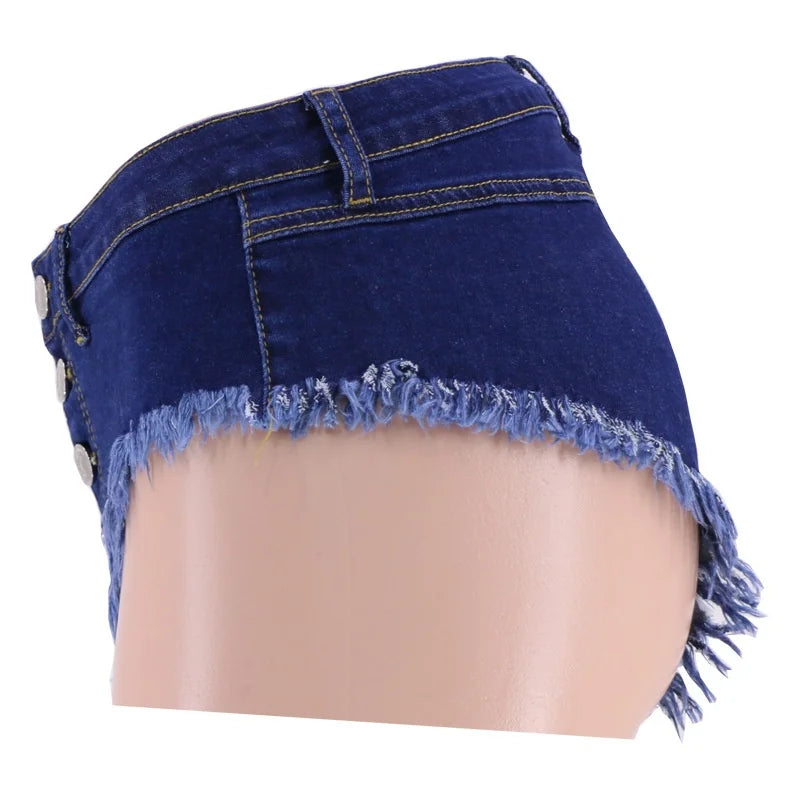 High Ultra Short Skinny Mid Waist Casual Summer Denim Shorts for Women Sexy Nightclub Queen DJ Style