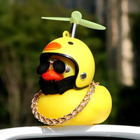 Car Cute Little Yellow Duck With Helmet Propeller Wind-breaking Duck Auto Internal Decoration Car Ornaments Accessories Kids Toy