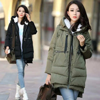 Parkas woman winter female coats 2019 new fashion zipper solid long women winter jacket pockets polyester women down jacket