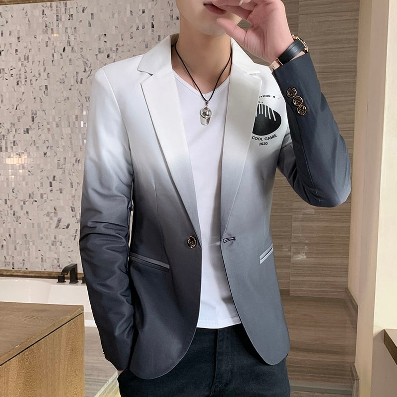 Men&#39;s suit jacket Gradient Blazer Male gothic coat New Masculino Korean Slim Casual Men&#39;s dress jacket coat luxury suit for men