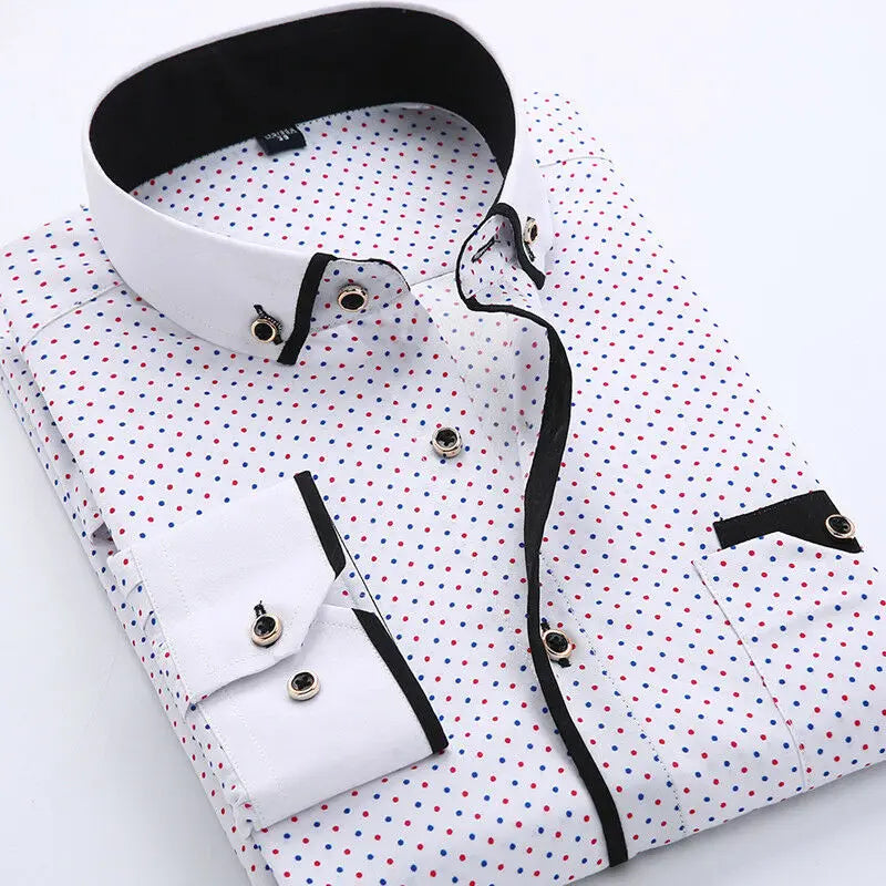 2023 Men Casual Long Sleeved Printed Shirts Slim Fit Male Social Business Dress Shirt Brand Men Clothing Camisas Para Hombre