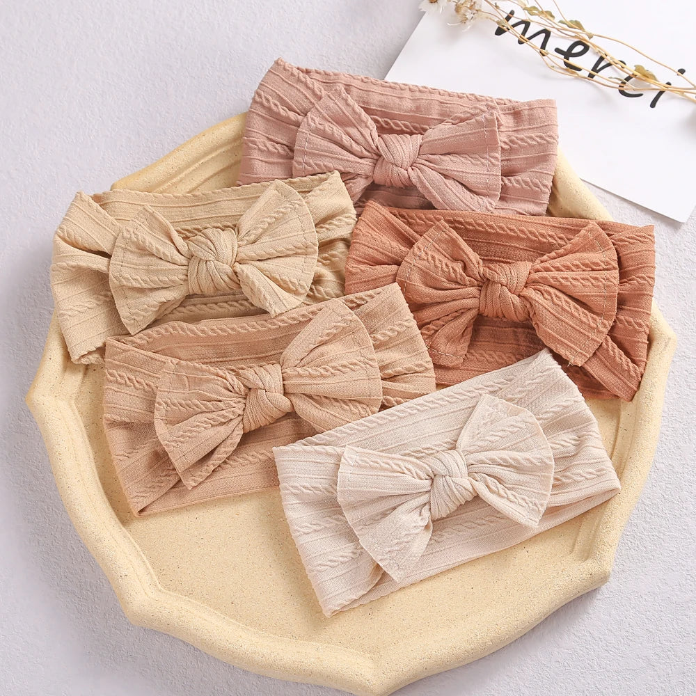 1pc Top Sell Baby Nylon Headband Soft Bowknot Turban Ribbed Headband for Children Girls Elastic Head wraps Hair Accessories