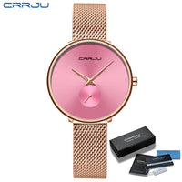 CRRJU Fashion Women Watch Luxury Casual Simple Ladies Daily Dress Mesh Wristwatch Minimalist Waterproof Quartz Female Clock