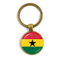 Trinidad,Sierra leone,Jamaica,Guyana,Ghana,UK,Libya,Estonia,India 25mm Glass Cabochon National Flag Keychain Key Ring Gift