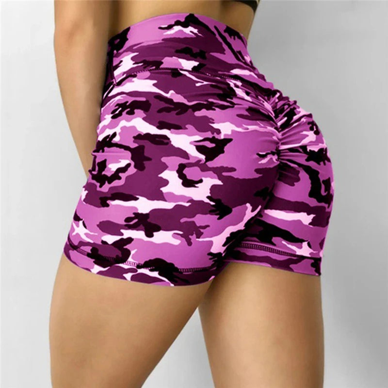 Women Shorts Ladies Summer Casual Camouflage Push Up Fitness Skinny Shorts Running Gym Stretch Sports Short Pants 2024 New