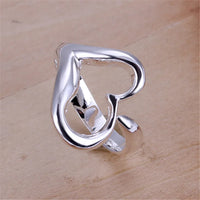 DOTEFFIL 925 Sterling Silver Heart-Shaped Open Ring For Women Wedding Engagement Party Jewelry