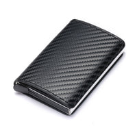 Men Smart Wallet Rfid Safe Anti-theft Holder Women Small Purse Bank ID Cardholder Metal Thin Case Black PU Leather Card Clip Bag