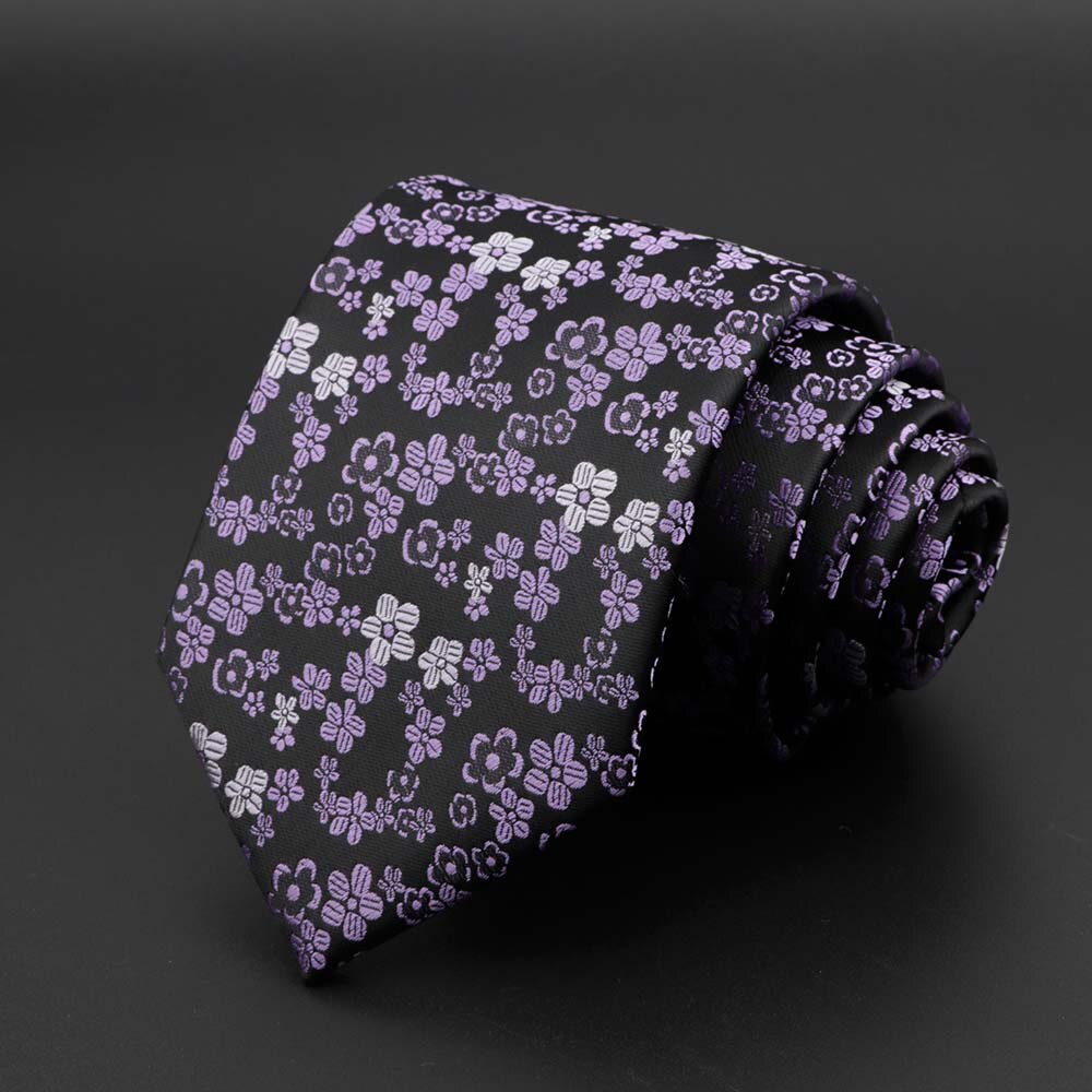 New Men&#39;s Tie Classic Solid Color Stripe Flower Floral 8cm Jacquard Necktie Accessories Daily Wear Cravat Wedding Party Gift