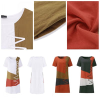 ZANZEA 2023 Womens Autumn Sundress Stitching Maxi Dress Casual Long Sleeve Tunic Vestidos Female Cotton Linen Robe