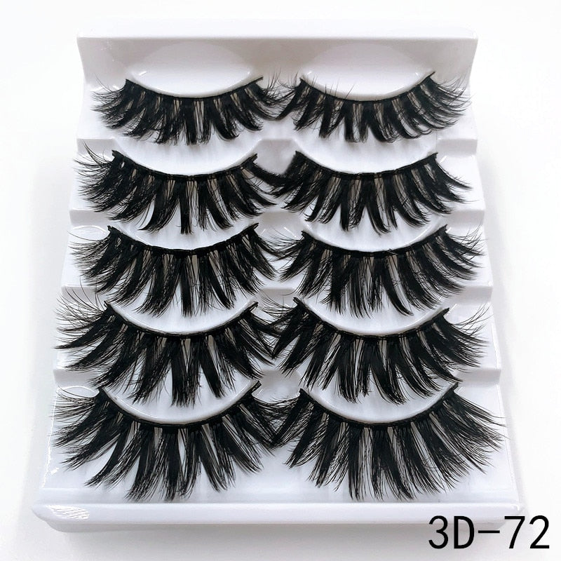 5 Pairs Faux Mink Eyelashes Fluffy Wispy Long Dramatic False Lashes Thick Volume Fake Eyelashes Natural Soft Extension Eyelash