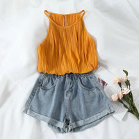 High Waisted Denim Shorts for Women Casual Loose Shorts Ladies Fashion Elastic Waist Wide Leg Short Jeans Summer New 2024