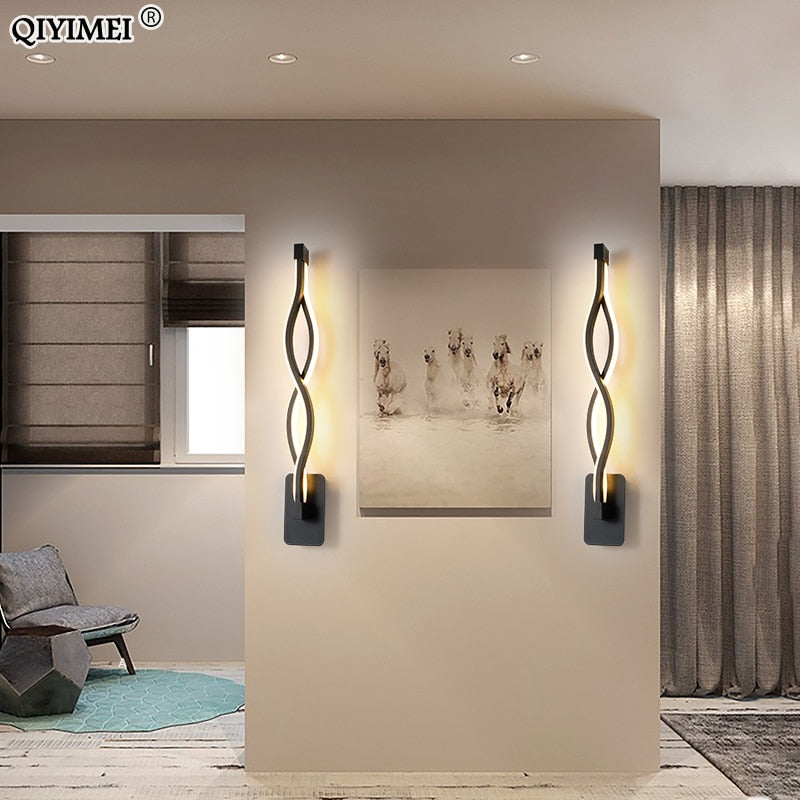 Modern Minimalist Wall Lamps Living Room Bedroom Bedside Luster AC90V-260V LED Indoor black white Lamp Aisle Lighting decoration