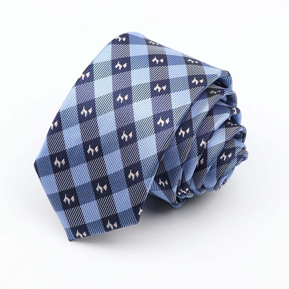 Fashion 6cm Narrow Polyester Necktie For Men Business Meeting Formal Jacquard Striped Plaid Skinny Tie Daily Wear Cravat Gift