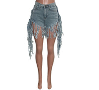 2021 Sexy  Women Summer Shorts Jeans Tassel High Waist Casual Zipper Fly Jeans