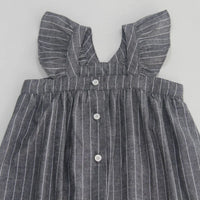Cotton Linen Ruffles Korean Kids Clothes Big Children Dresses Girls New Summer Baby Girls Teens Dress Stripe Party Frocks