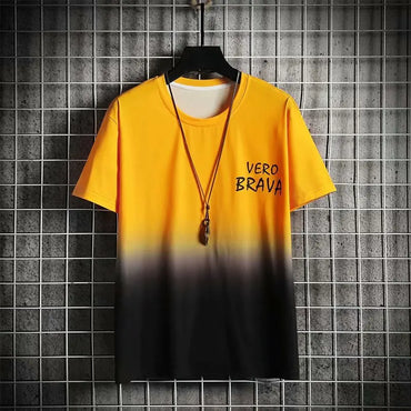 Summer Men's T Shirts Hip Hop Streetwear Gradient graphic Tops Tees Men Casual Harajuku Men Clothing Short Sleeve T Shirt Men