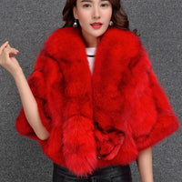 Ladies Natural Fur Coat For Bridge Women Vest Fox Poncho Wedding Full Pelt Genuine Fur Cape Winter Real Fox Fur shawl