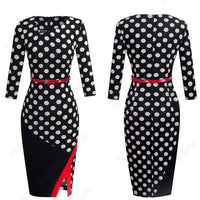 Women Formal Knee Length Asymmetrical Neck Wear to Work Business Office Bodycon Elegant Pencil Dress EB290