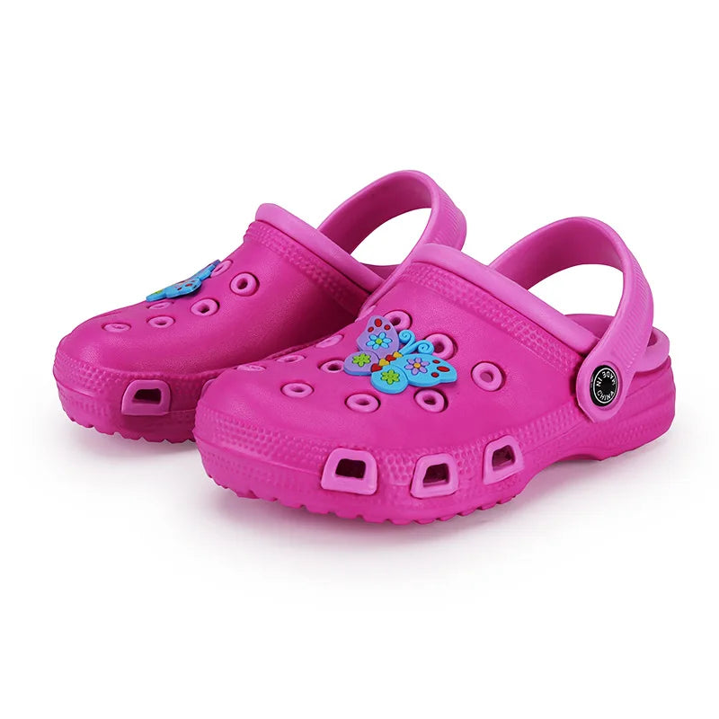 EUR24-35 Children Mules Clogs Kids Summer Garden Cute Cartoons Shoes Girl Boy Beach Shoes Candy Color Hole Baby Shoes Sandals