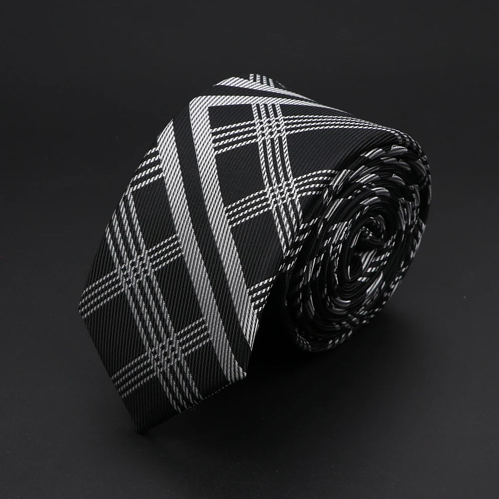 30 Styles Men's Jacquard Striped Solid Color Necktie 6cm Slim Narrow Suit Shirt Accessory Daily Wear Cravat Wedding Party Gift