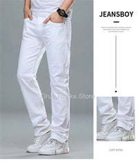 White Jeans Men Plus Size 36 38 40 Loose Oversized Red Trousers Stretched Denim Mens Casual Slim Fit Straight Elastic Man Pant