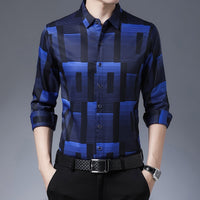 New Original Men Shirts Silk Cotton Spring Autumn Long Sleeve Shirt