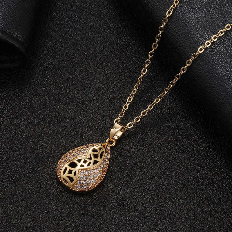 Stainless steel initial CZ necklace irregular hollow pendant necklace ladies accessories girl best party wedding jewelry