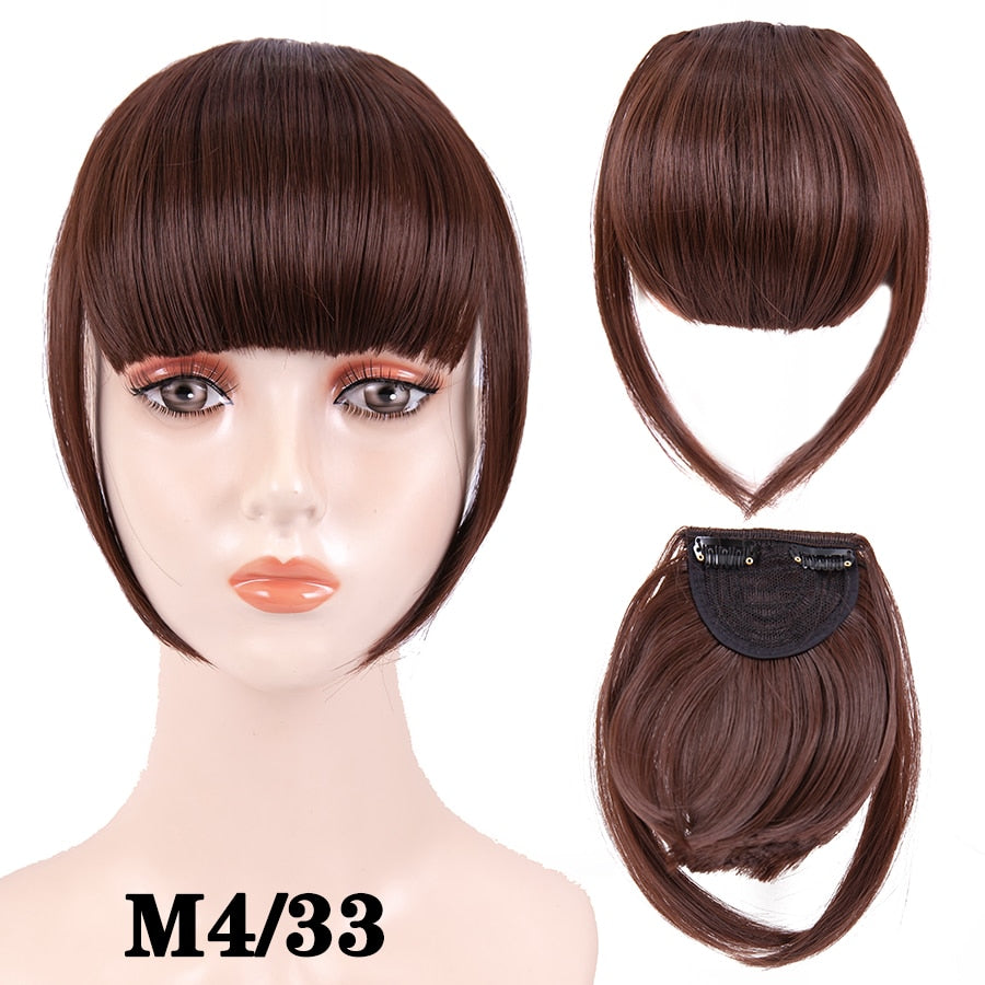 Leeons Short Synthetic Bangs Heat Resistant Hairpieces Hair Women Natural Short Fake Hair Bangs Hair Clips For Extensions Black