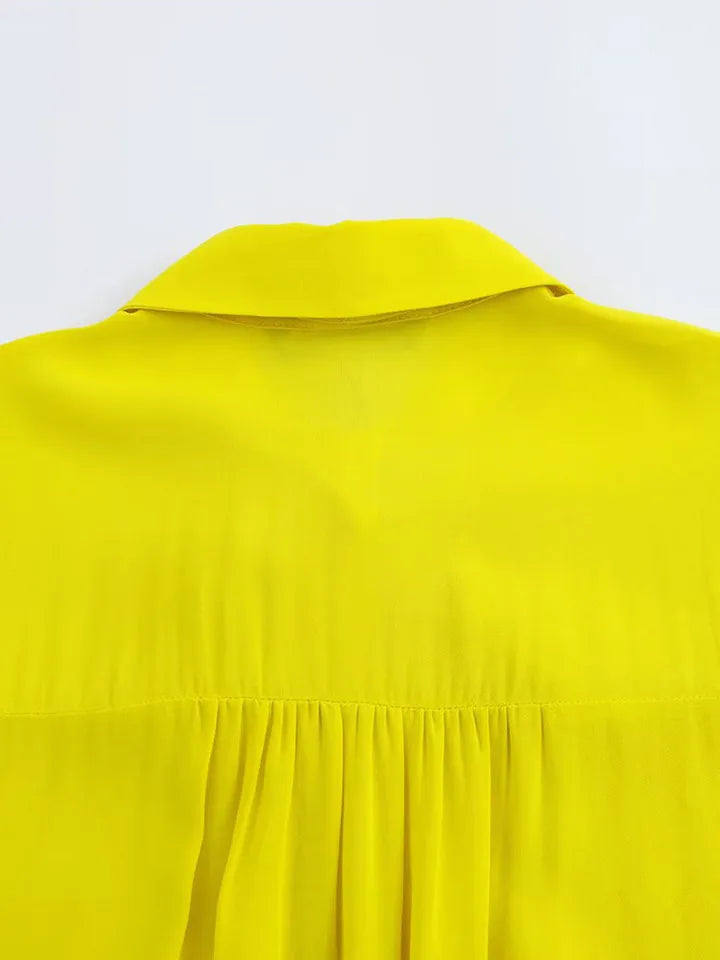 ZAJIA 2025 Spring New Women's Casual Long Sleeve Lapel Shirt Bow Decorative Button Fastening Fashion Simple