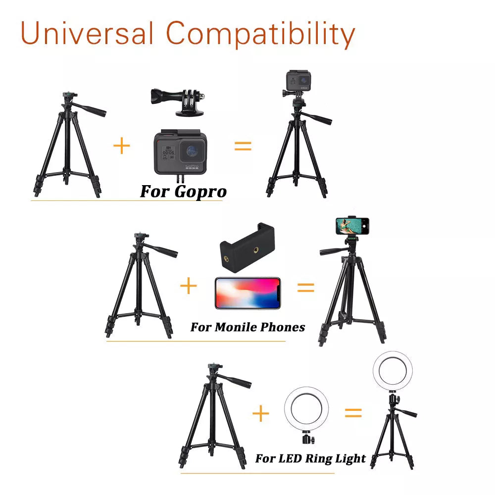 NA-3120 Phone Tripod Stand 40inch Universal Photography for Gopro iPhone Samsung Xiaomi Huawei Phone Aluminum Travel Tripode Par