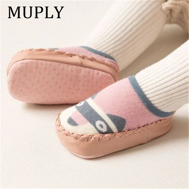 Baby shoes socks Children Infant Cartoon Socks Baby Gift Kids Indoor Floor Socks Leather Sole Non-Slip Thick Towel Socks