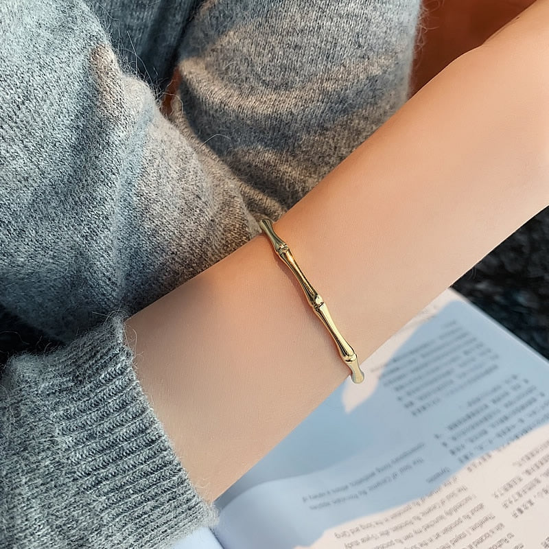 2020 new design bamboo shape adjustable size Bracelet for woman fashion luxury Korean jewelry retro girl's unusual Bracelet