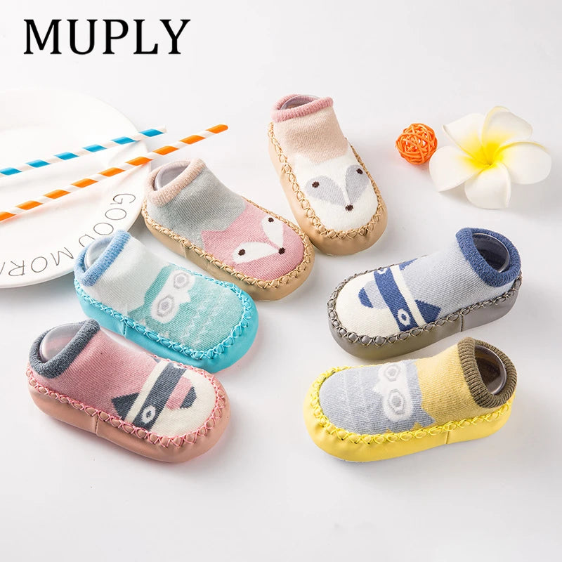 Baby shoes socks Children Infant Cartoon Socks Baby Gift Kids Indoor Floor Socks Leather Sole Non-Slip Thick Towel Socks