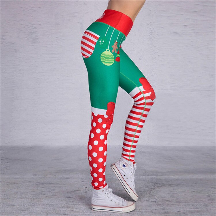 Christmas Leggings Women Sexy High Waist Skinny Leggins Fitness Legging Ladies Printed Workout Leggings Stretch Trousers Pants