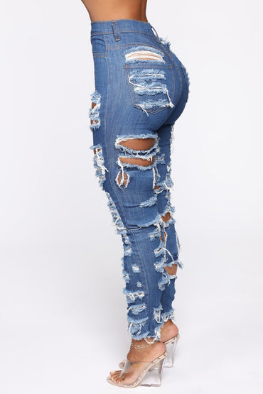 2020 Sexy New Fashion Woman Ripped Jeans High Waist Stretch Denim Pencil Pants
