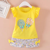 Cute Summer Baby Girls Outfits Cotton T-shirt and Short Pants Two Piece Set for Girl Princess Clothes Suit Children Clothing