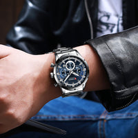 New CURREN Top Brand Luxury Fashion Mens Watches Stainless Steel Chronograph Quartz Watch Men Sport Male Clock Relogio Masculino