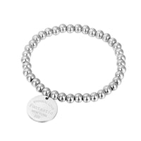 Stainless Steel Ball Beads Bracelet For Women Circle Tag Charm Stretch Strand Bracelet &quot;Fantastic Eternal Love New York&quot; K033