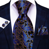 Hi-Tie Blue Business Solid 100% Silk Men&#39;s Tie NeckTie 8.5cm Ties for Men Formal Luxury Wedding High Quality Gravata