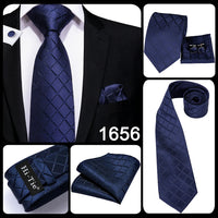 Hi-Tie Blue Business Solid 100% Silk Men's Tie NeckTie 8.5cm Ties for Men Formal Luxury Wedding High Quality Gravata