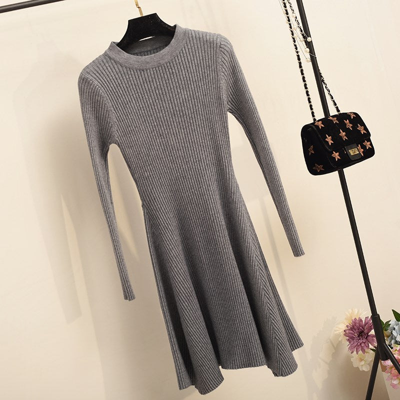 Women Long Sleeve Sweater Dress Women&#39;s Irregular Hem Casual Autumn Winter Dress Women O-neck A Line Short Mini Knitted Dresses