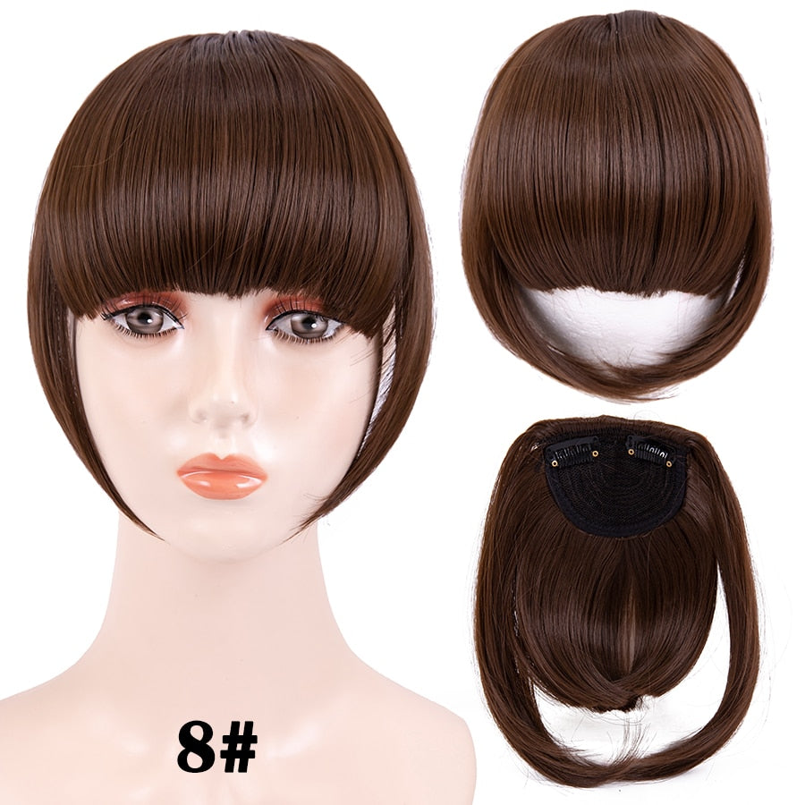 Leeons Short Synthetic Bangs Heat Resistant Hairpieces Hair Women Natural Short Fake Hair Bangs Hair Clips For Extensions Black