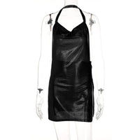 Wholesale Fashion Halter Shiny Bodycon Dress Backless Casual Club Mini Slit Dresses Women