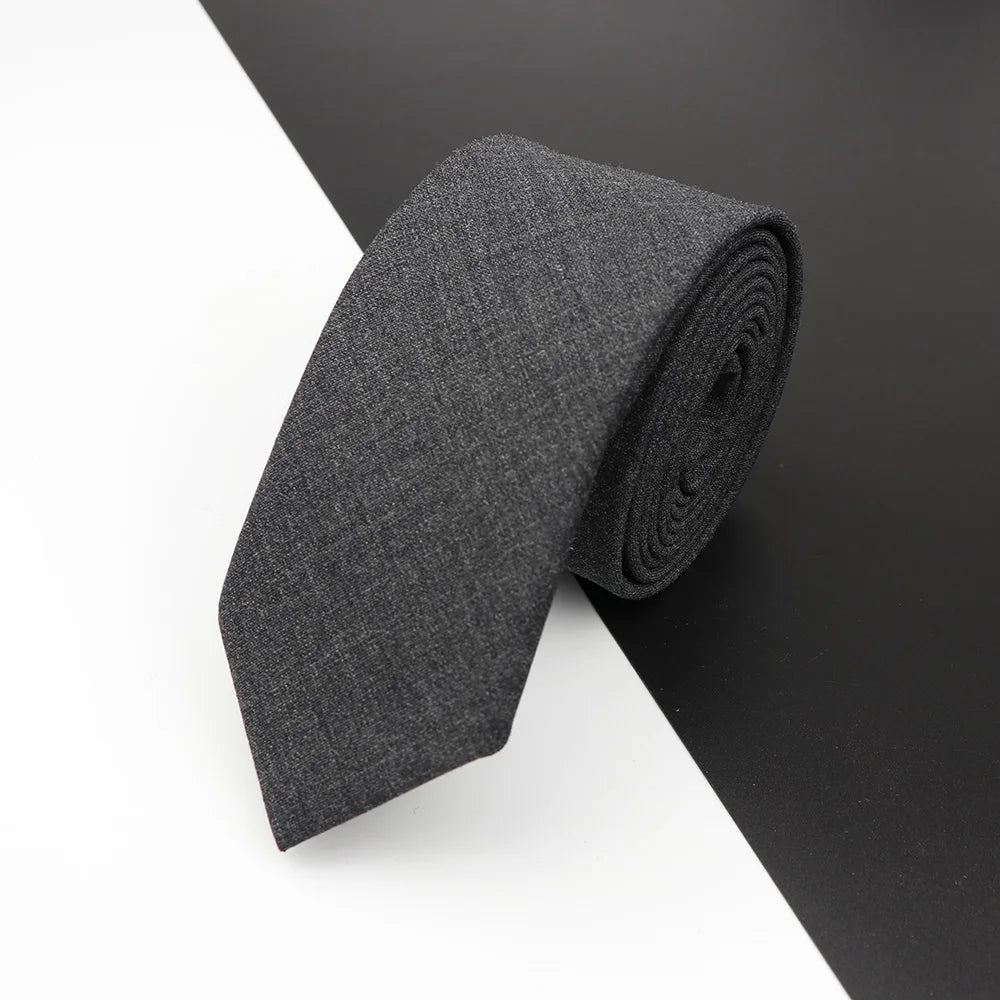 High Quality Classical Color Black Grey Skinny 100% Wool Tie Men Necktie For Business Meeting Fashion Shirt Dress Accessories